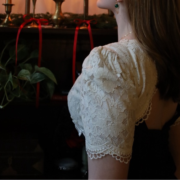 SOLD Scott McClintock Vintage 90's Lace Neckline Formal Long Dress Cocktail Gown - Picture 4 of 16